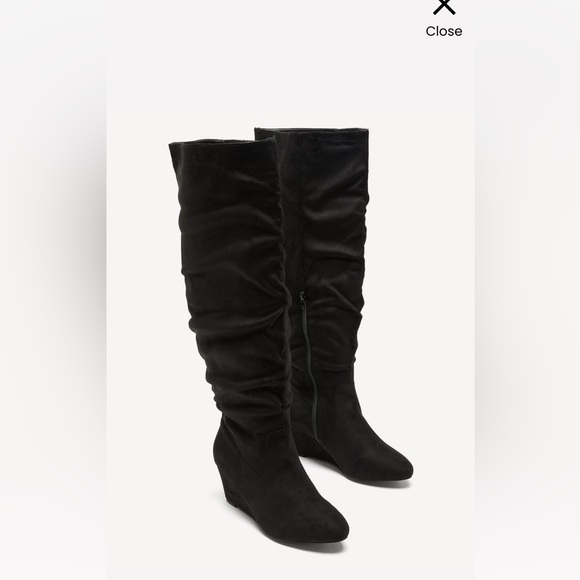 Penningtons Shoes - Pennington’s Extra Wide Width Thigh High Stretch Wedge Boots Size 11WW